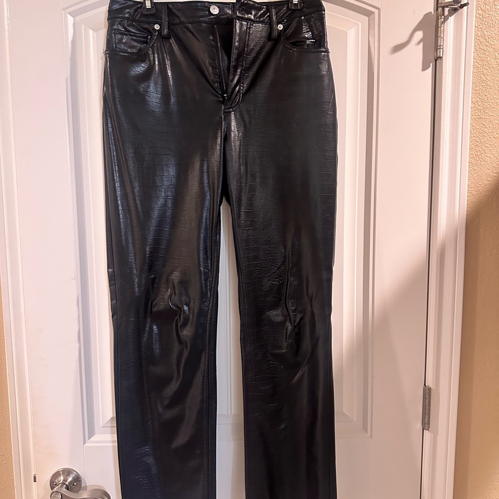 Express Black Faux Leather Straight Leg Jeans